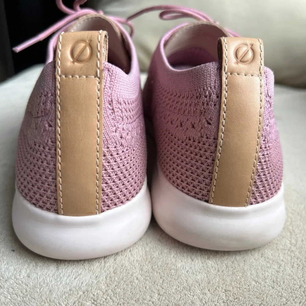 Cole Haan Rose Pink‎ Knit Lace Up Sneakers Women 9.5 B Athleisure Comfort Preppy